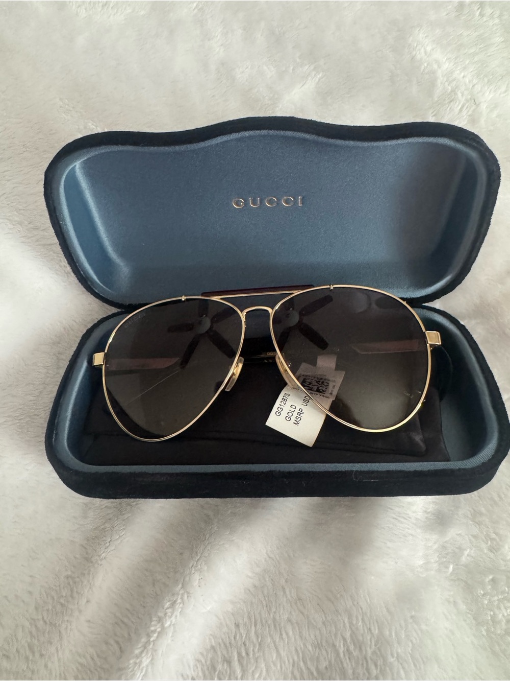 Gucci Gold Metal Aviator Sunglasses with Dark Lenses
